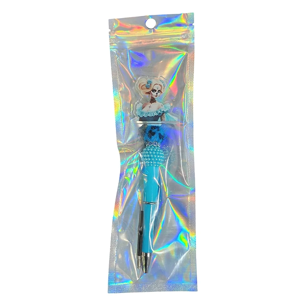 Dia De Los Muertos Catrina Beaded Ballpoint Twist Pen Blue